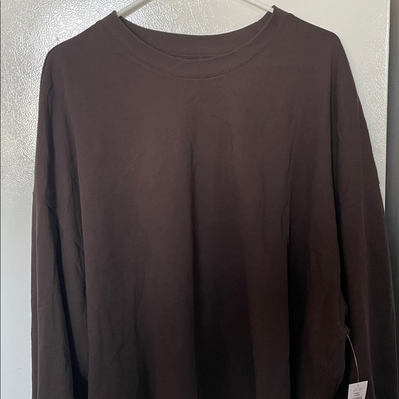 GAP Women’s XXL 100% Cotton Oversized Arm Crop Dark Brown Long Sleeve Top - Picture 3 of 11